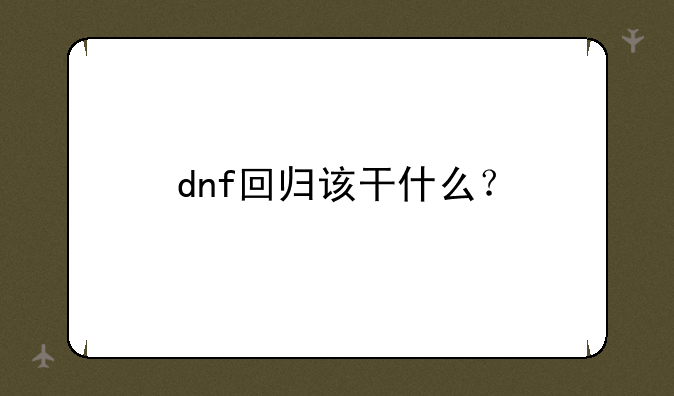 dnf回归该干什么？