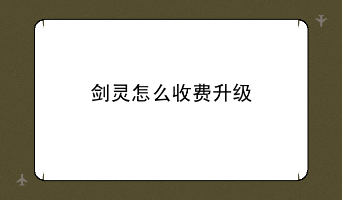 剑灵怎么收费升级