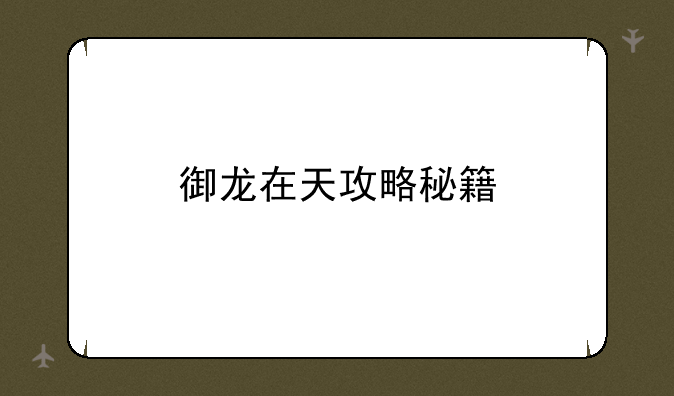 御龙在天攻略秘籍