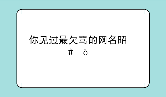 你见过最欠骂的网名是什么？
