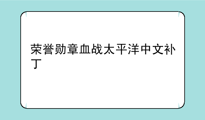 荣誉勋章血战太平洋中文补丁
