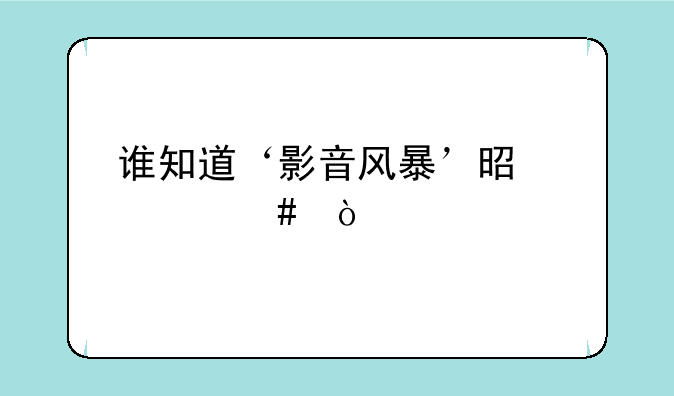 谁知道‘影音风暴’是什么？