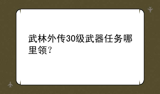 武林外传30级武器任务哪里领？