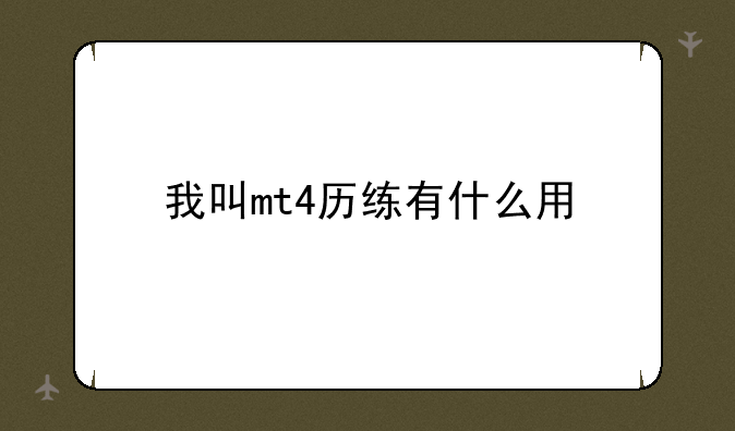 我叫mt4历练有什么用