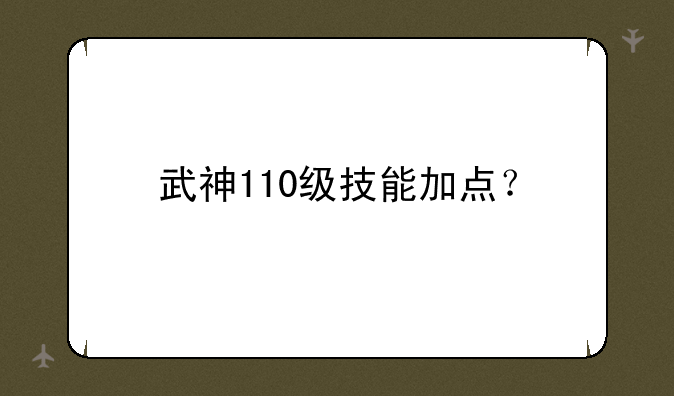 武神110级技能加点？