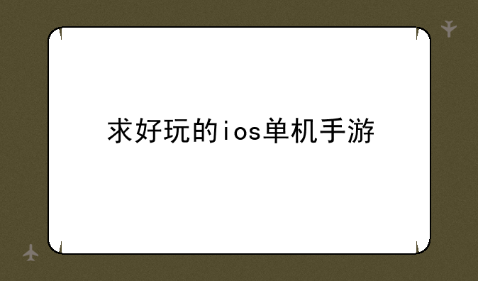 求好玩的ios单机手游