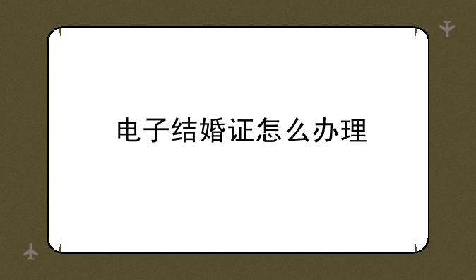 电子结婚证怎么办理
