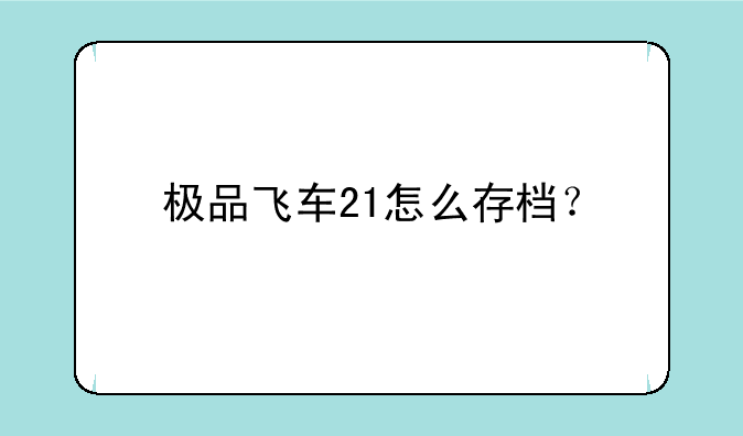 极品飞车21怎么存档？