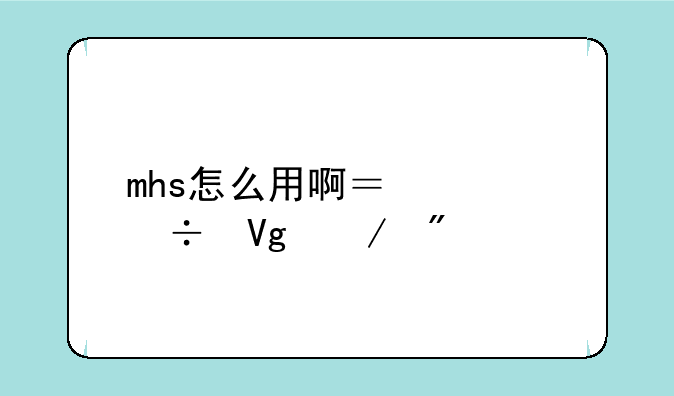 mhs怎么用啊？谁能教下我