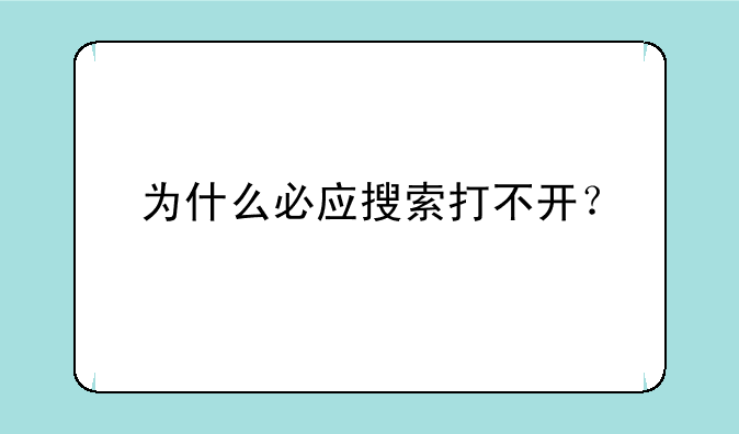 为什么必应搜索打不开？