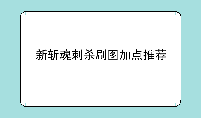 新斩魂刺杀刷图加点推荐