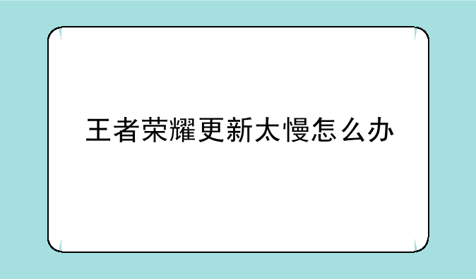 王者荣耀更新太慢怎么办