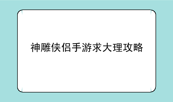 神雕侠侣手游求大理攻略