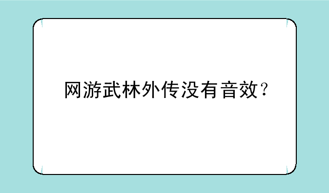 网游武林外传没有音效？
