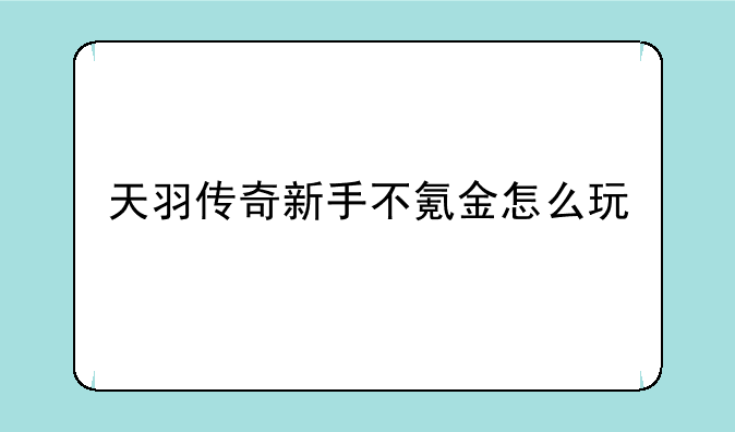 天羽传奇新手不氪金怎么玩