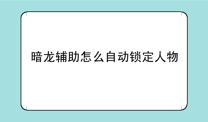 暗龙辅助怎么自动锁定人物