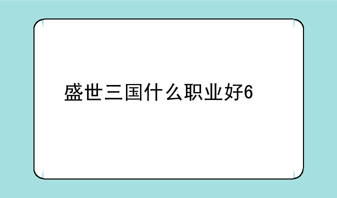 盛世三国什么职业好?(详细)