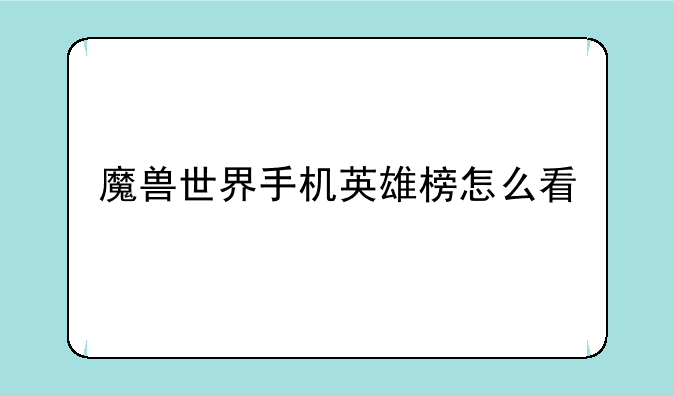 魔兽世界手机英雄榜怎么看
