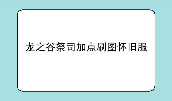 龙之谷祭司加点刷图怀旧服