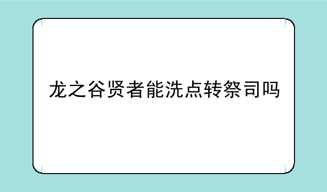 龙之谷贤者能洗点转祭司吗