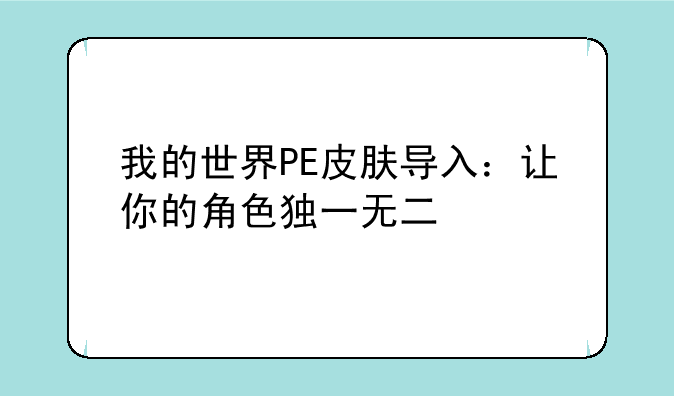 我的世界PE皮肤导入：让你的角色独一无二