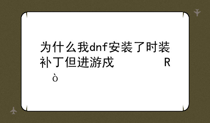 为什么我dnf安装了时装补丁但进游戏没用？
