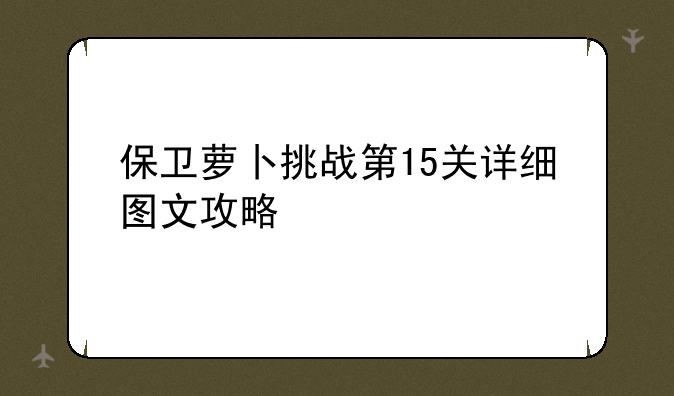 保卫萝卜挑战第15关详细图文攻略