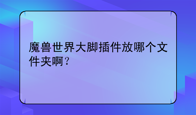 魔兽世界大脚插件放哪个文件夹啊？