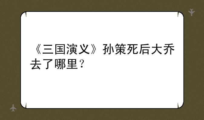 《三国演义》孙策死后大乔去了哪里？