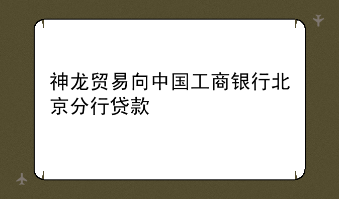 神龙贸易向中国工商银行北京分行贷款