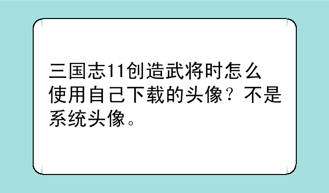 三国志11创造武将时怎么使用自己下载的头像？不是系统头像。