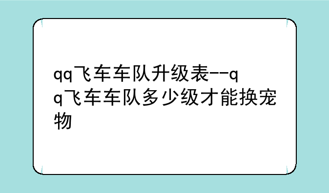 qq飞车车队升级表--qq飞车车队多少级才能换宠物