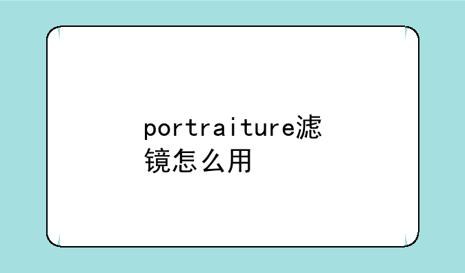 portraiture滤镜怎么用