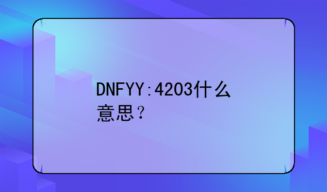 DNFYY:4203什么意思？