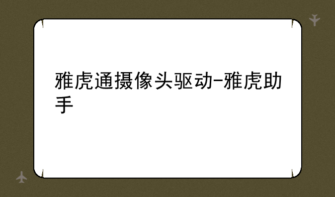 雅虎通摄像头驱动-雅虎助手