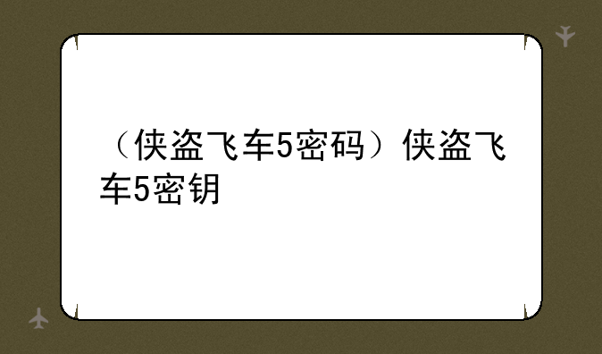 （侠盗飞车5密码）侠盗飞车5密钥
