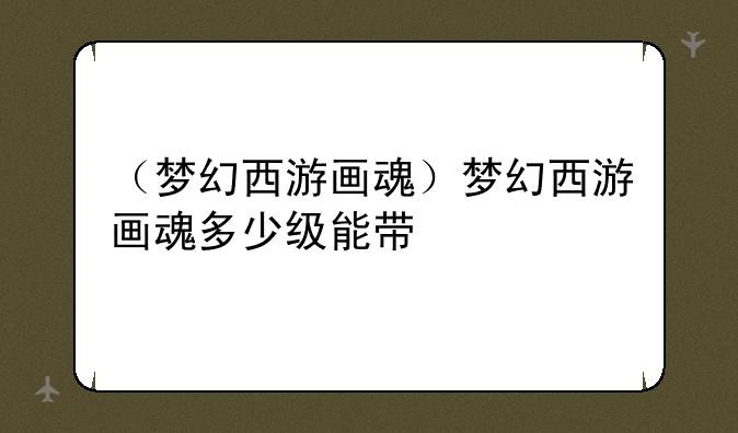 （梦幻西游画魂）梦幻西游画魂多少级能带
