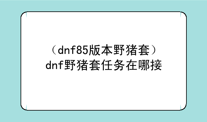 （dnf85版本野猪套）dnf野猪套任务在哪接