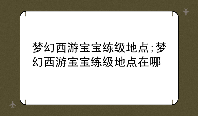 梦幻西游宝宝练级地点;梦幻西游宝宝练级地点在哪