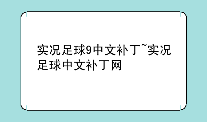 实况足球9中文补丁~实况足球中文补丁网