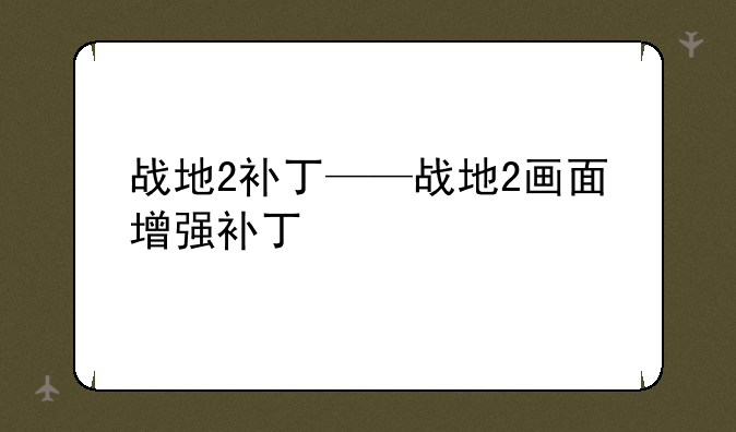 战地2补丁——战地2画面增强补丁